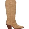 Calzado ALPE | Bota Alta Cowboy Bordados Ante Beige